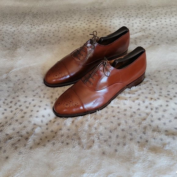 SALVATORE FERRAGAMO DRESS BROGUE COGNAC OXFORD - Picture 11 of 12